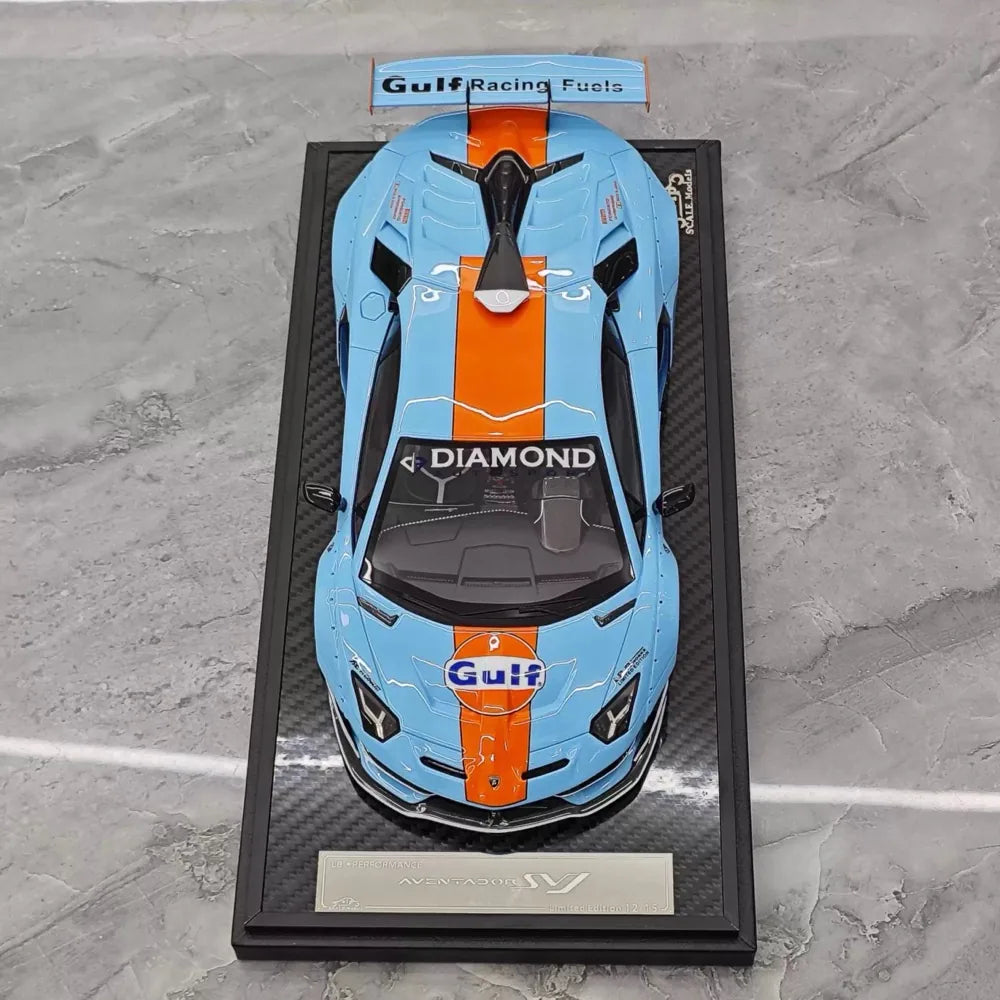 [VIP] 1:18 Lamborghini 2019 Aventador SVJ Liberty Walk Gulf pienoismalli Hartsi
