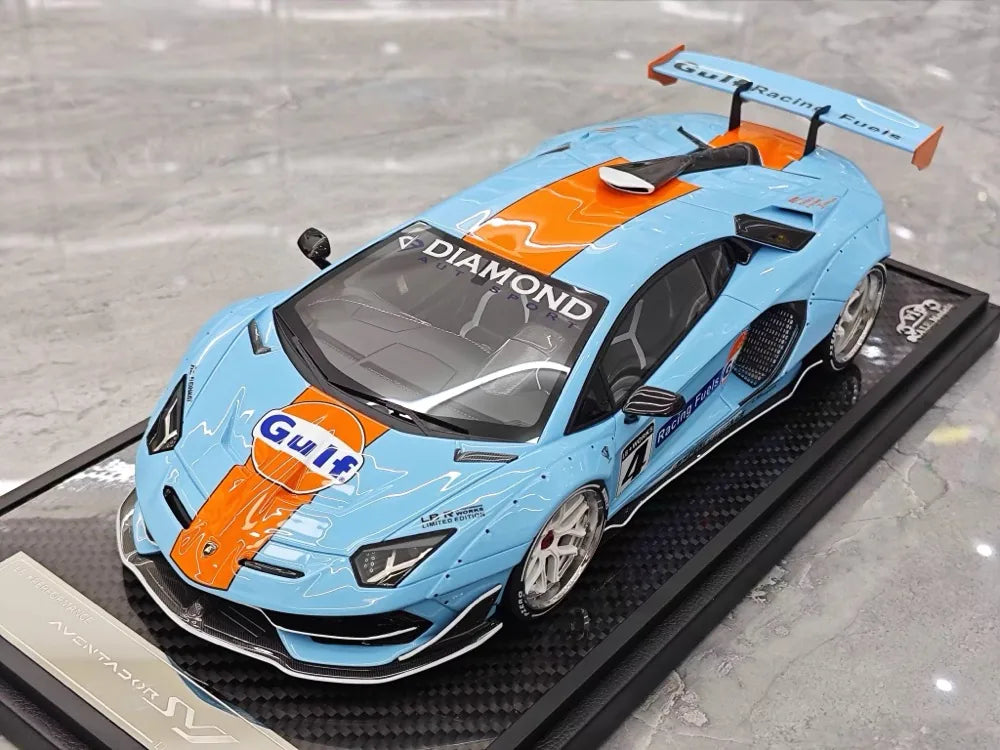 [VIP] 1:18 Lamborghini 2019 Aventador SVJ Liberty Walk Gulf modelauto Hars