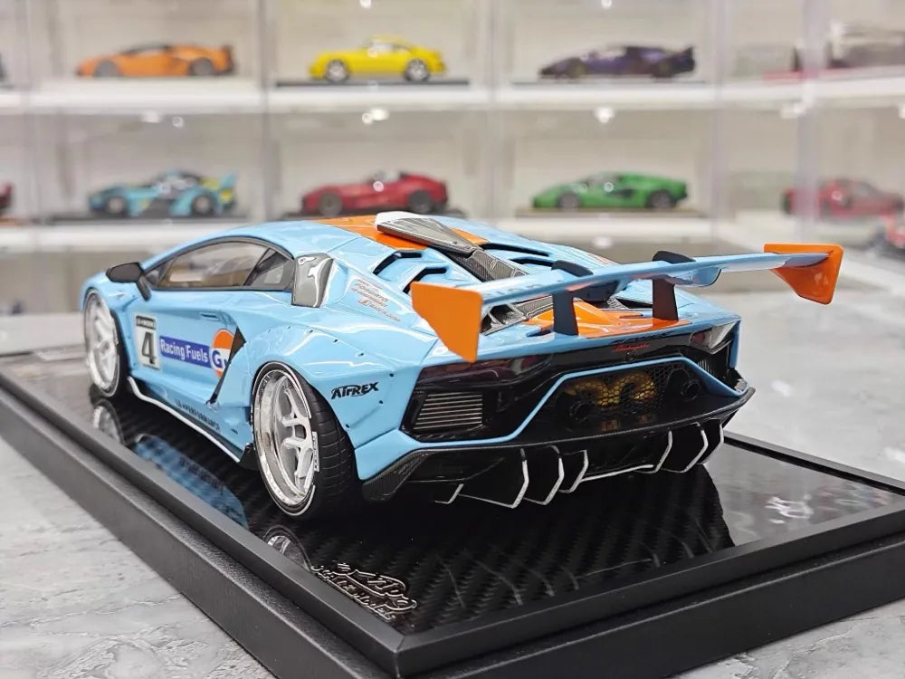 [VIP] 1:18 Lamborghini 2019 Aventador SVJ Liberty Walk Gulf pienoismalli Hartsi