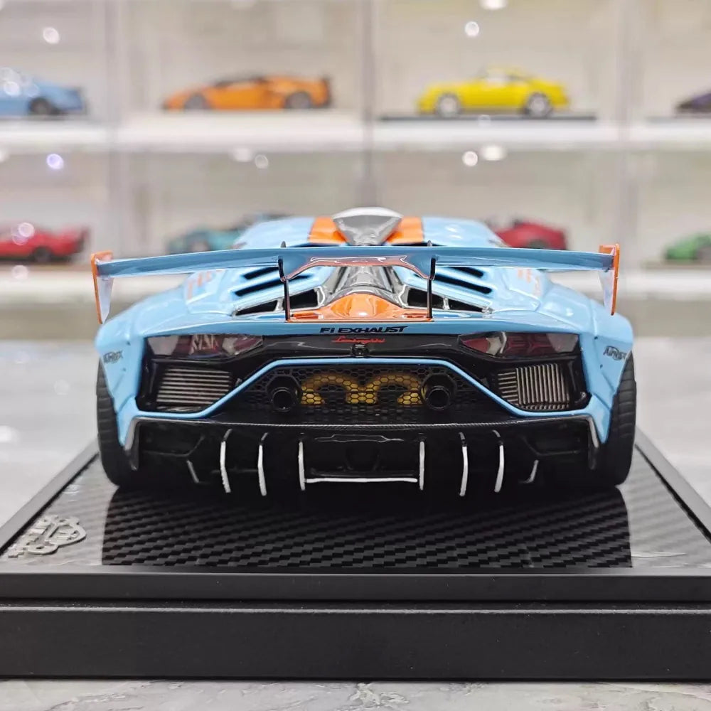 [VIP] 1:18 Lamborghini 2019 Aventador SVJ Liberty Walk Gulf pienoismalli Hartsi