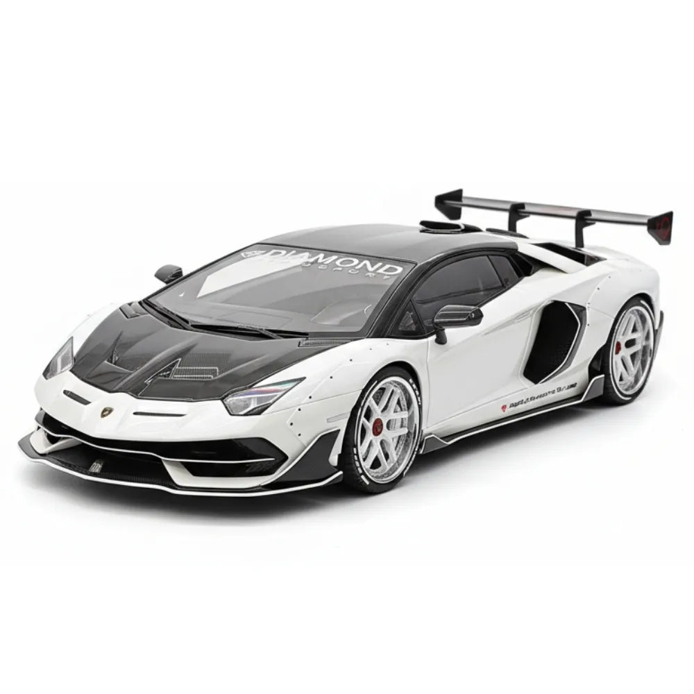 [VIP] 1:18 Lamborghini 2019 Aventador SVJ Liberty Walk White Model Car Resin