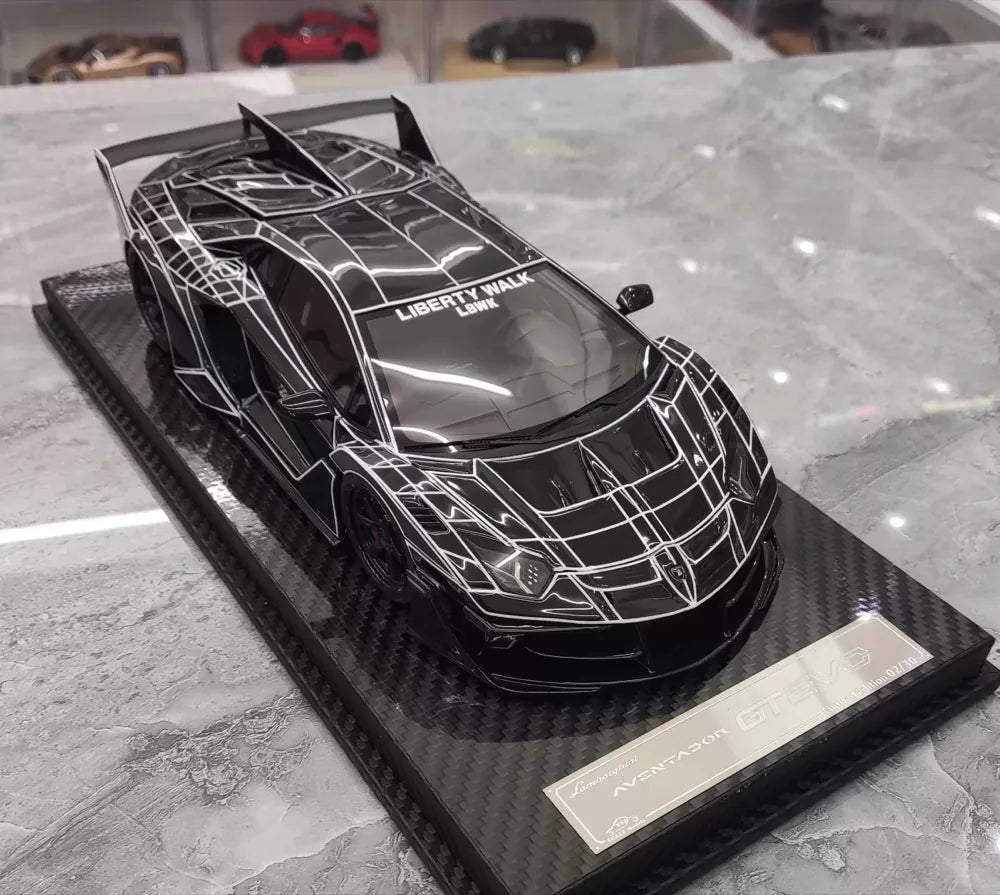 [VIP] 1:18 Lamborghini 2020 Aventador GT EVO Liberty Walk Black Model Car Resin