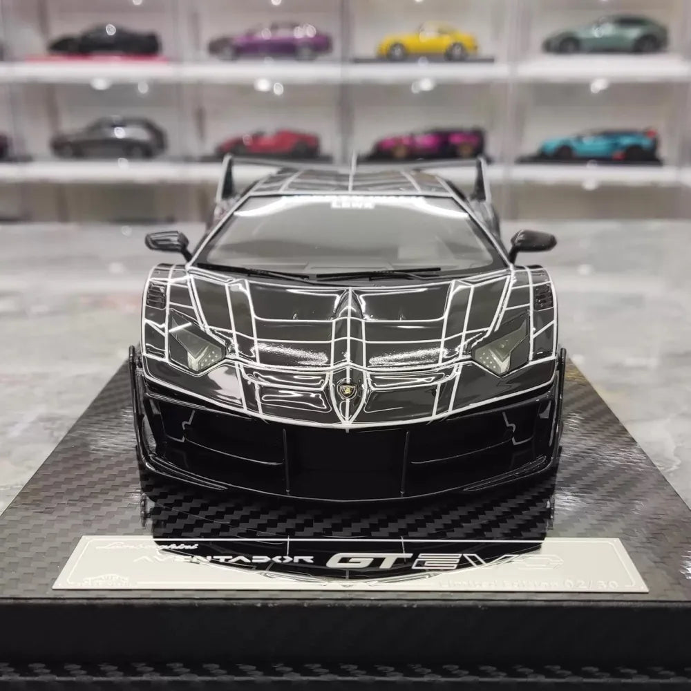 [VIP] 1:18 Lamborghini 2020 Aventador GT EVO Liberty Walk noir voiture miniature Resin