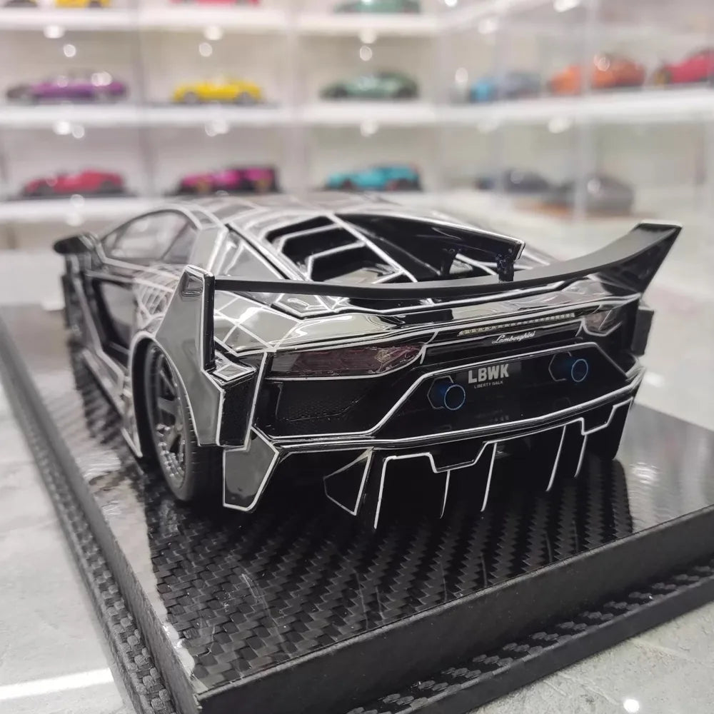 [VIP] 1:18 Lamborghini 2020 Aventador GT EVO Liberty Walk noir voiture miniature Resin