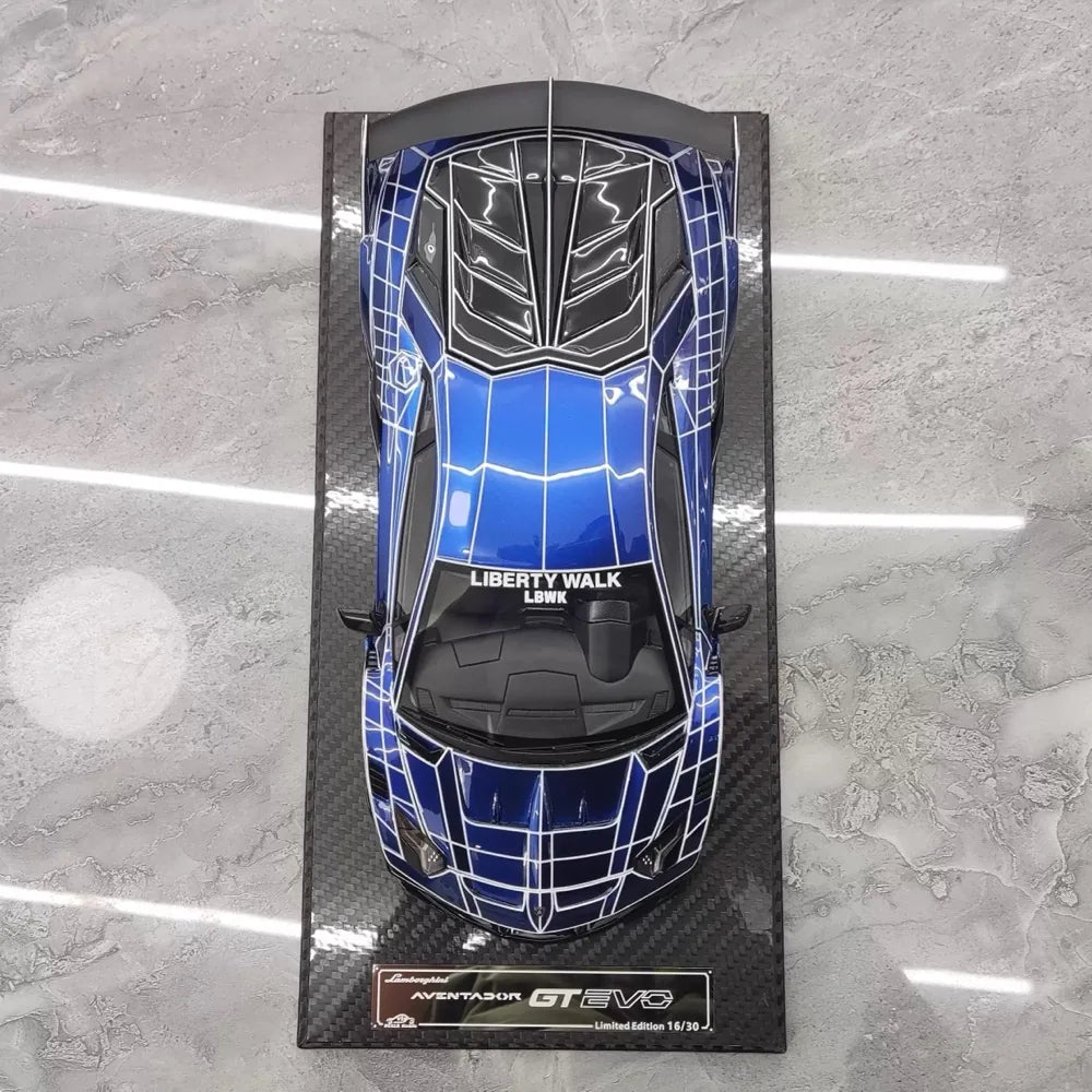 [VIP] 1:18 Lamborghini 2020 Aventador GT EVO Liberty Walk bleu voiture miniature Resin