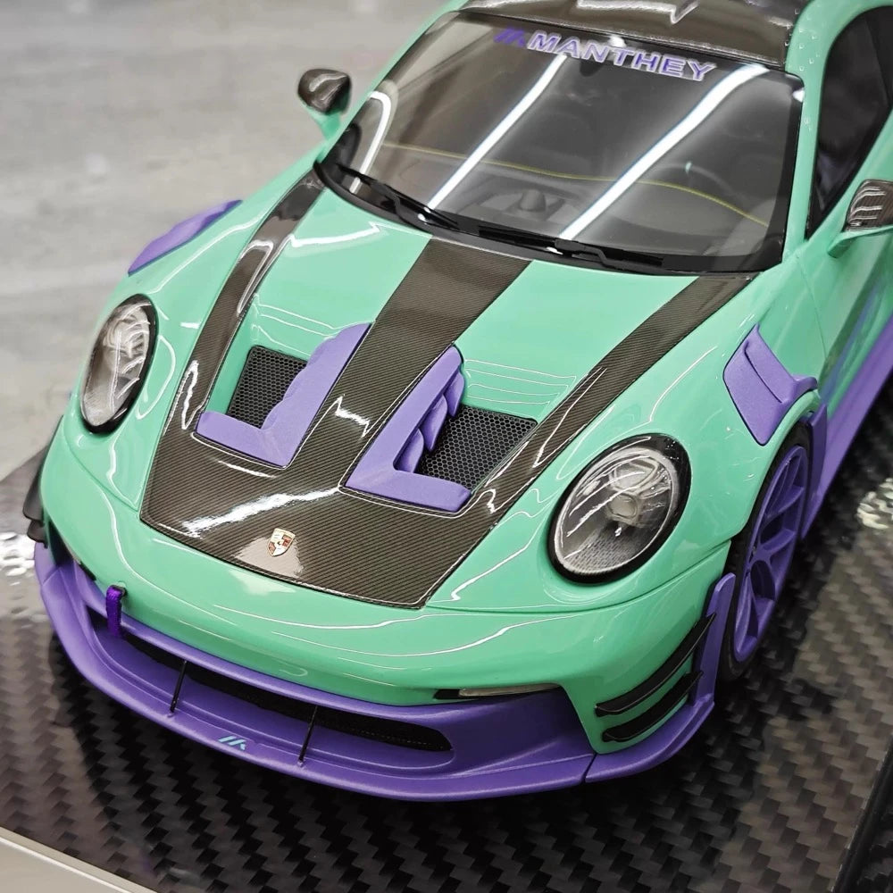 [VIP] 1:18 Porsche 2023 911 GT3 RS Manthey Racing Tiffany bleu voiture miniature Resin