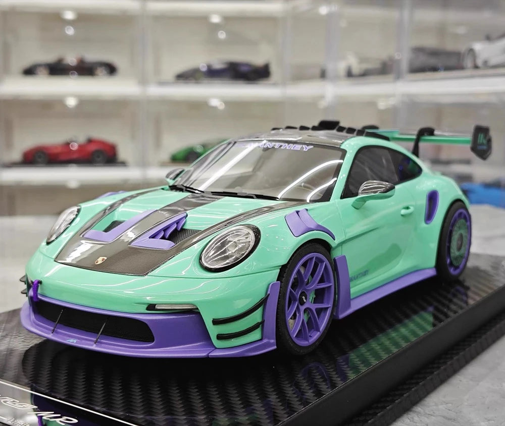 [VIP] 1:18 Porsche 2023 911 GT3 RS Manthey Racing Tiffany bleu voiture miniature Resin