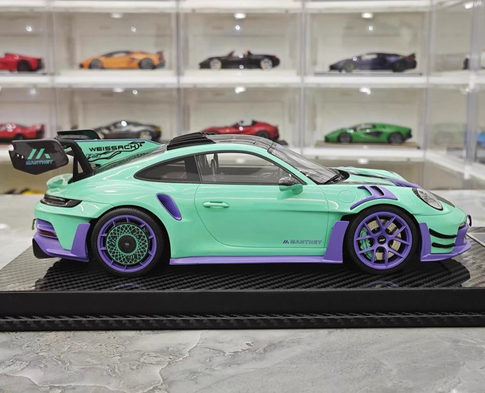 [VIP] 1:18 Porsche 2023 911 GT3 RS Manthey Racing Tiffany bleu voiture miniature Resin