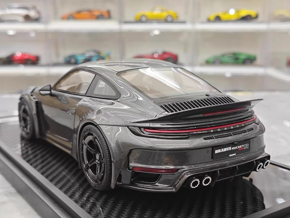 [VIP] 1:18 Porsche 2024 911 Turbo S Brabus Rocket 900R Deep Gray Model Car Resin