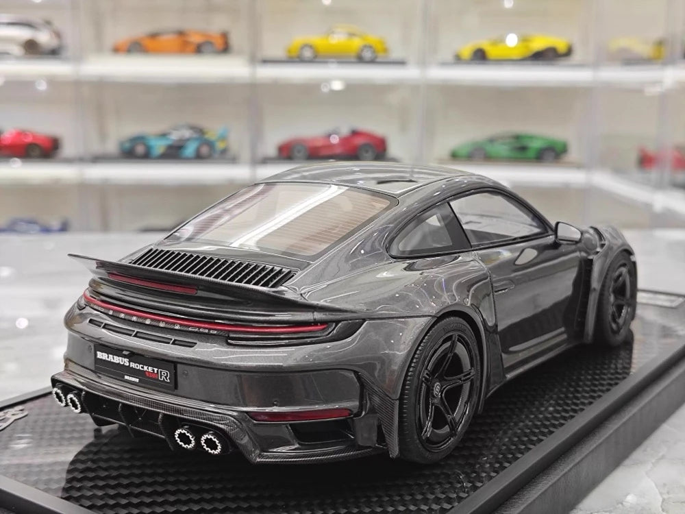 [VIP] 1:18 Porsche 2024 911 Turbo S Brabus Rocket 900R Deep grigio modellino di auto resina