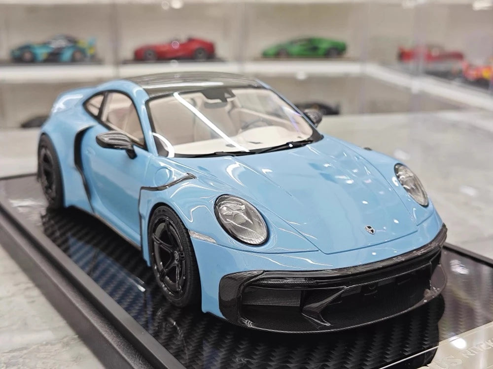 [VIP] 1:18 Porsche 2024 911 Turbo S Brabus Rocket 900R brillant bleu voiture miniature Resin