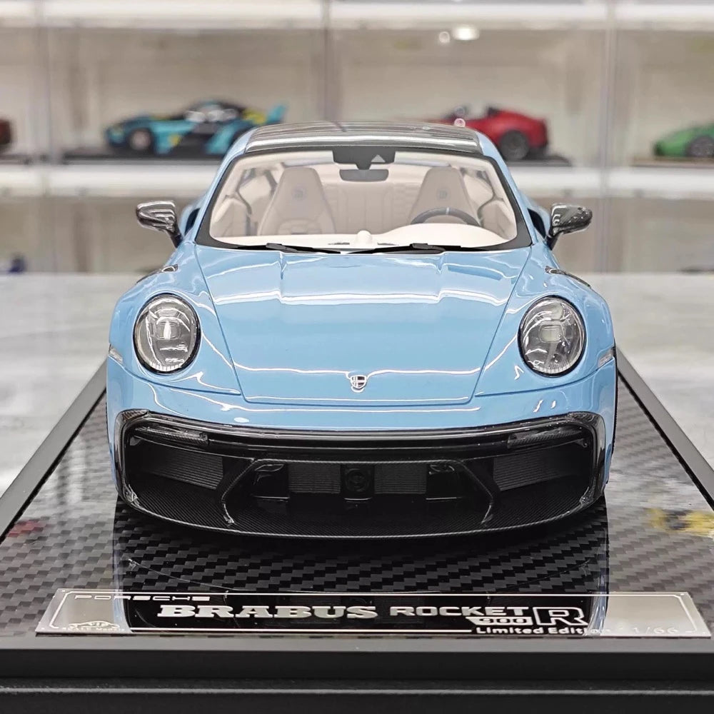 [VIP] 1:18 Porsche 2024 911 Turbo S Brabus Rocket 900R brillant bleu voiture miniature Resin