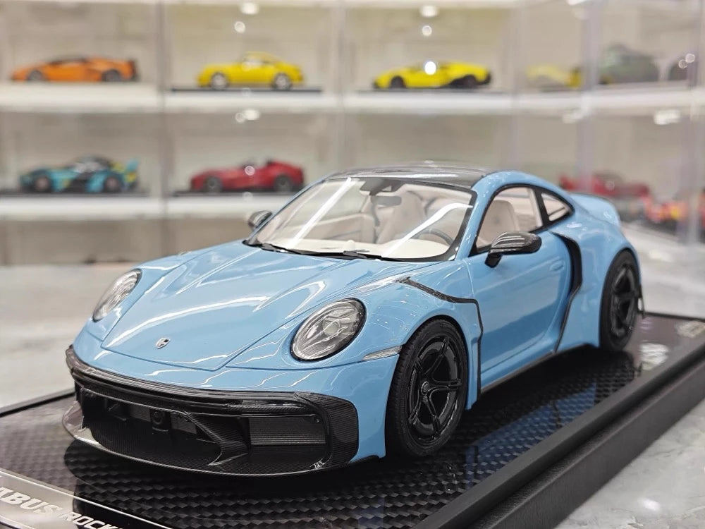 [VIP] 1:18 Porsche 2024 911 Turbo S Brabus Rocket 900R brillant bleu voiture miniature Resin
