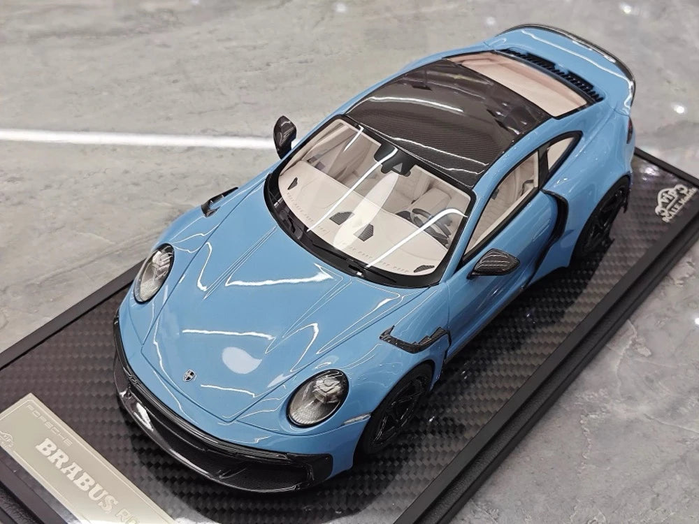 [VIP] 1:18 Porsche 2024 911 Turbo S Brabus Rocket 900R brillant bleu voiture miniature Resin