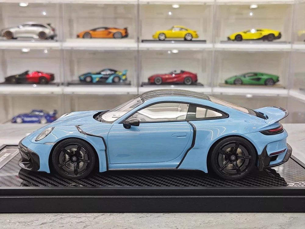 [VIP] 1:18 Porsche 2024 911 Turbo S Brabus Rocket 900R brillant bleu voiture miniature Resin