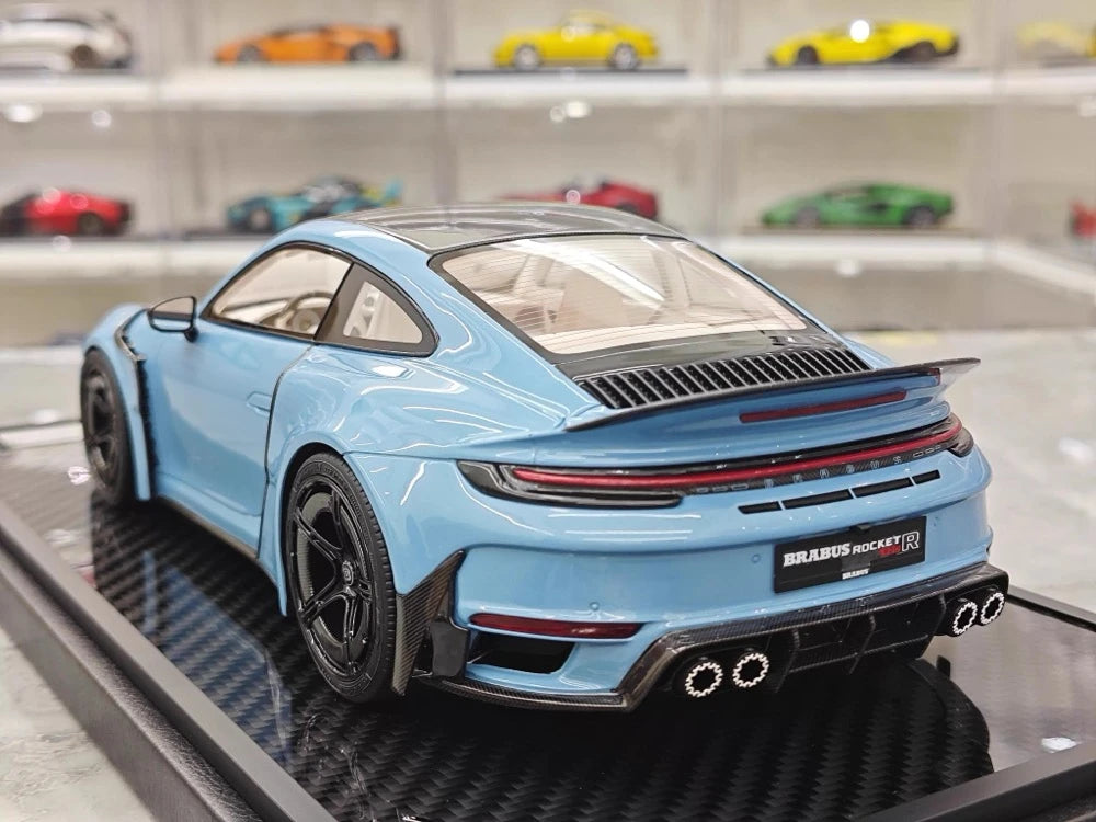 [VIP] 1:18 Porsche 2024 911 Turbo S Brabus Rocket 900R brillant bleu voiture miniature Resin