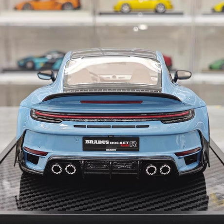 [VIP] 1:18 Porsche 2024 911 Turbo S Brabus Rocket 900R Glossy Blue Model Car Resin