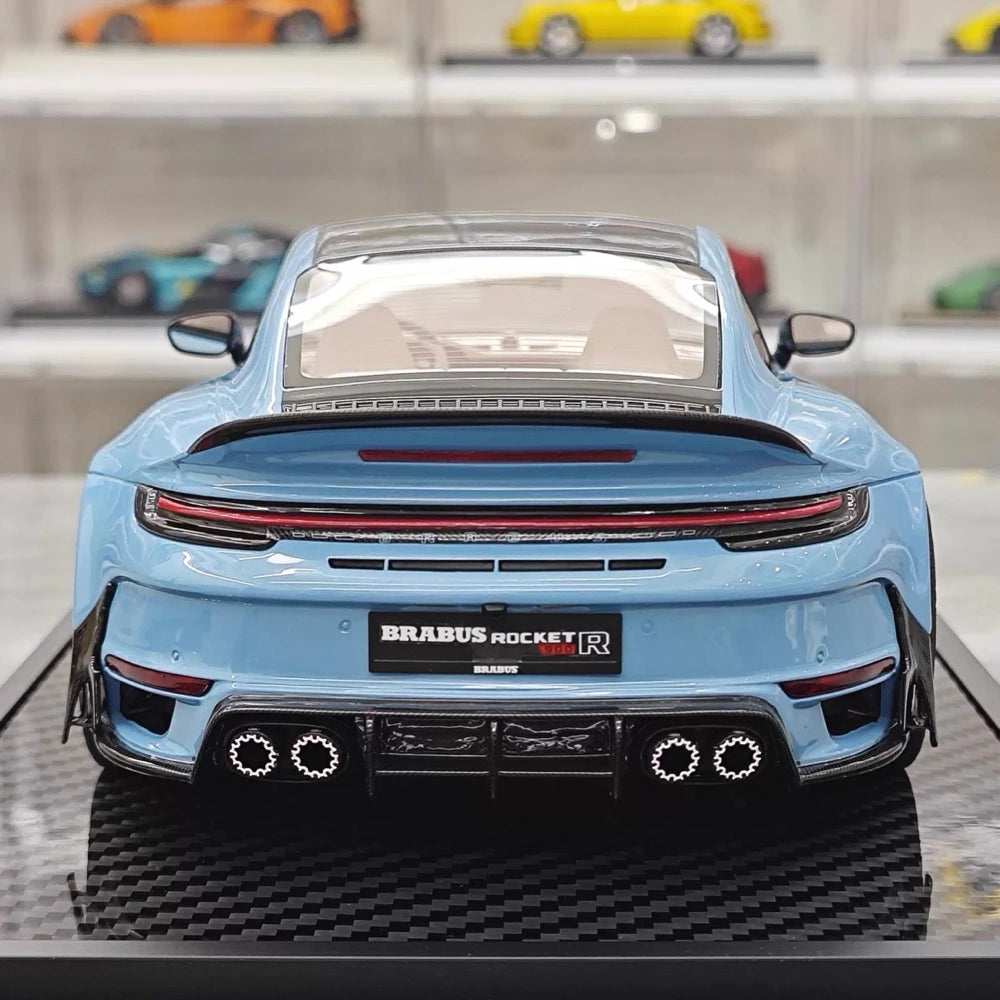 [VIP] 1:18 Porsche 2024 911 Turbo S Brabus Rocket 900R brillant bleu voiture miniature Resin