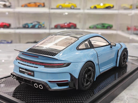 [VIP] 1:18 Porsche 2024 911 Turbo S Brabus Rocket 900R Glossy Blue Model Car Resin