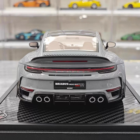[VIP] 1:18 Porsche 2024 911 Turbo S Brabus Rocket 900R Glossy Gray Model Car Resin