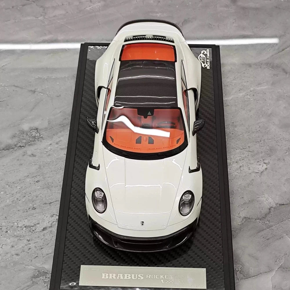 [VIP] 1:18 Porsche 2024 911 Turbo S Brabus Rocket 900R Glossy bianco modellino di auto resina