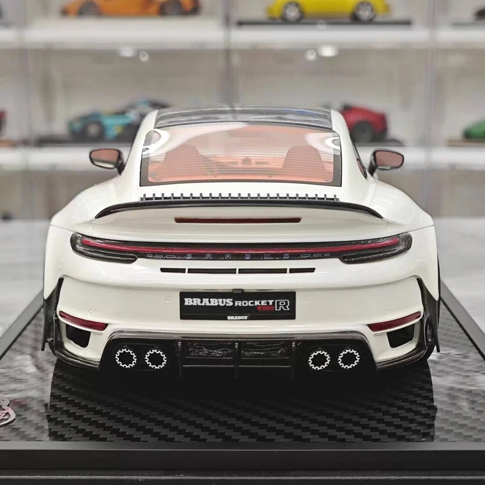 [VIP] 1:18 Porsche 2024 911 Turbo S Brabus Rocket 900R Glossy bianco modellino di auto resina