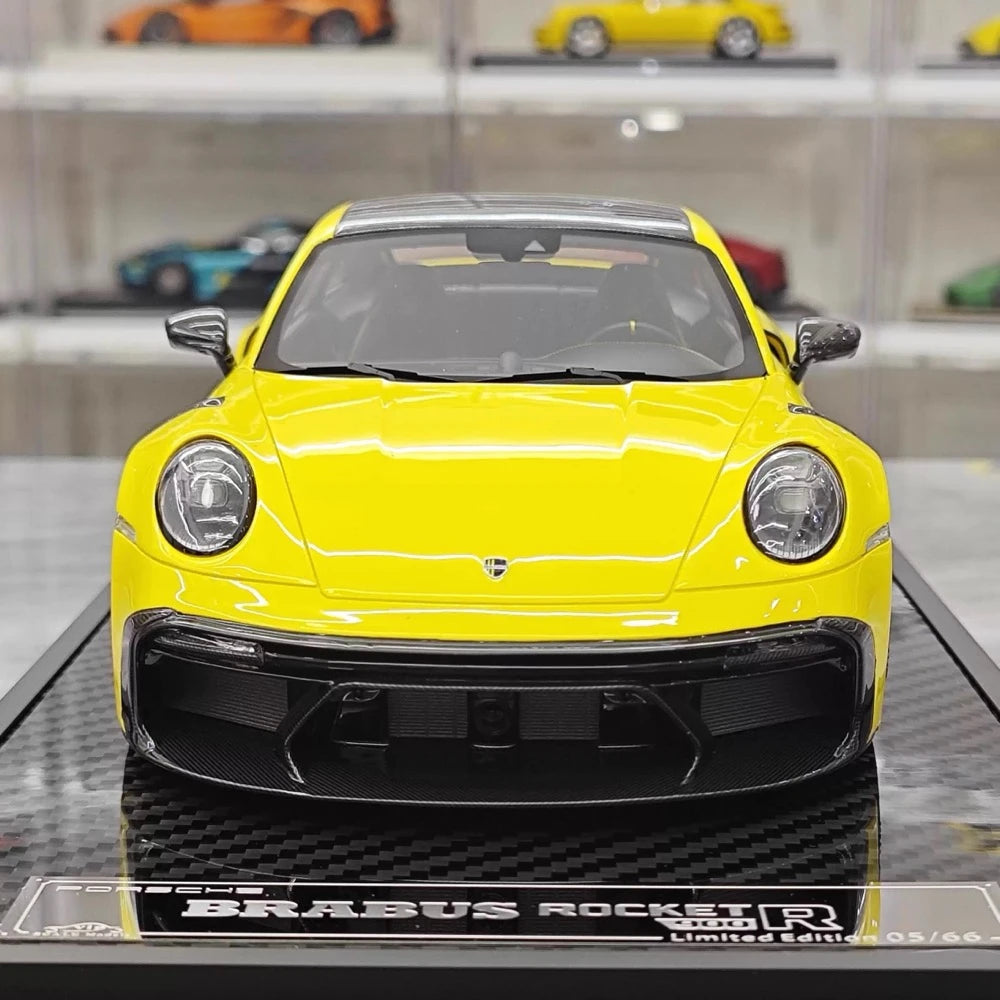 [VIP] 1:18 Porsche 2024 911 Turbo S Brabus Rocket 900R Glossy gul modellbil resin