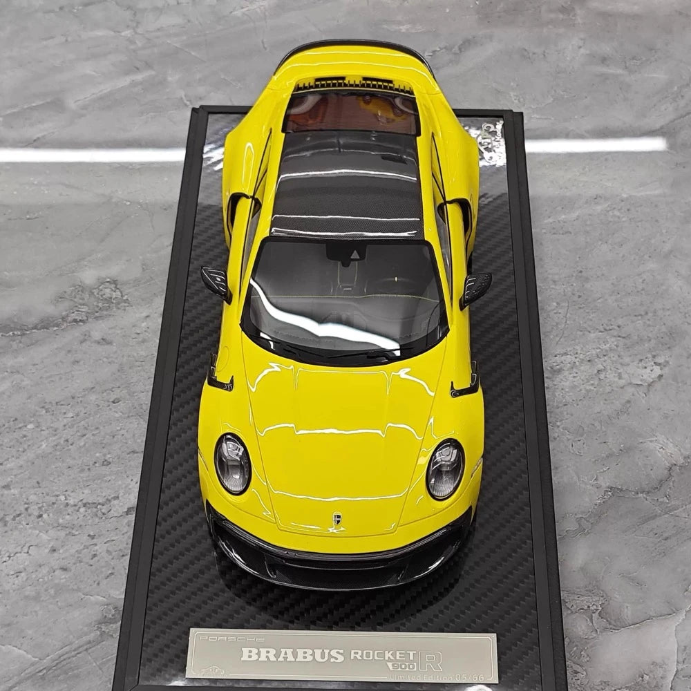 [VIP] 1:18 Porsche 2024 911 Turbo S Brabus Rocket 900R Glossy gul modellbil resin