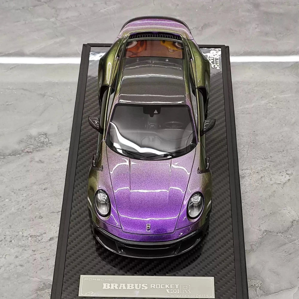 [VIP] 1:18 Porsche 2024 911 Turbo S Brabus Rocket 900R Gradient Model Car Resin