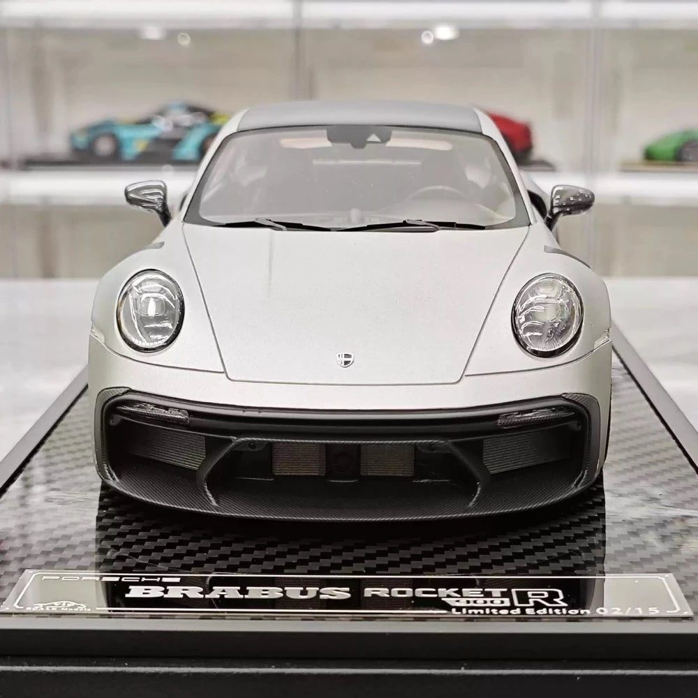 [VIP] 1:18 Porsche 2024 911 Turbo S Brabus Rocket 900R Matte grå modellbil resin