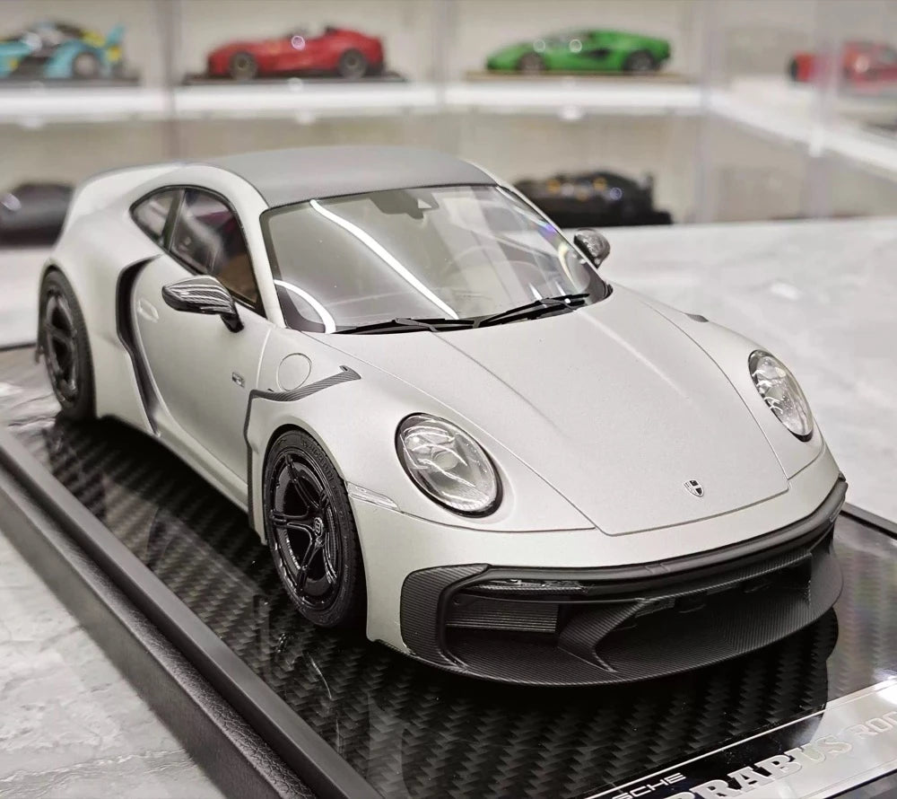 [VIP] 1:18 Porsche 2024 911 Turbo S Brabus Rocket 900R mat gris voiture miniature Resin