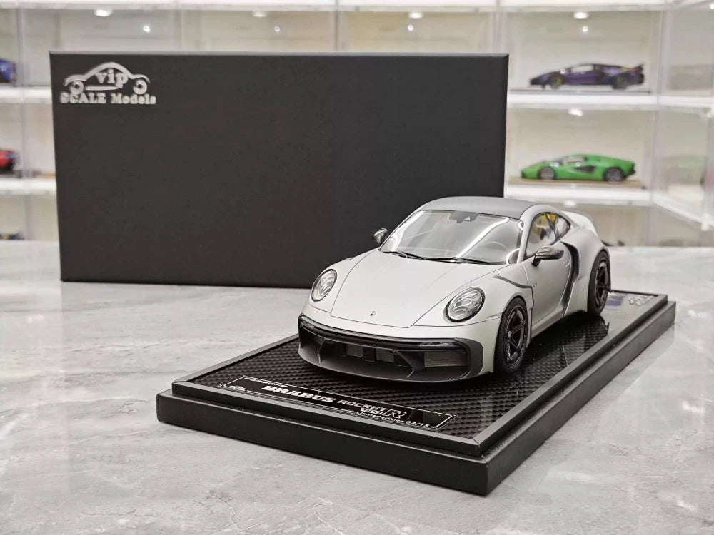 [VIP] 1:18 Porsche 2024 911 Turbo S Brabus Rocket 900R mat gris voiture miniature Resin