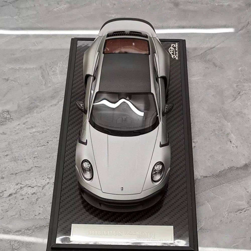 [VIP] 1:18 Porsche 2024 911 Turbo S Brabus Rocket 900R mat gris voiture miniature Resin