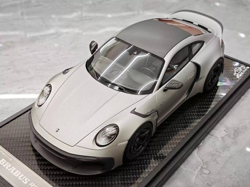 [VIP] 1:18 Porsche 2024 911 Turbo S Brabus Rocket 900R Matte grå modellbil resin