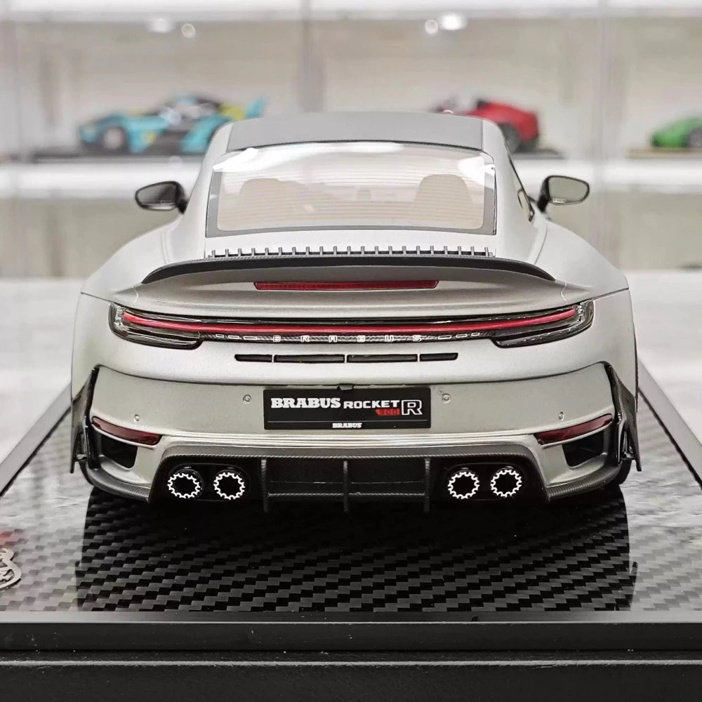 [VIP] 1:18 Porsche 2024 911 Turbo S Brabus Rocket 900R mat gris voiture miniature Resin