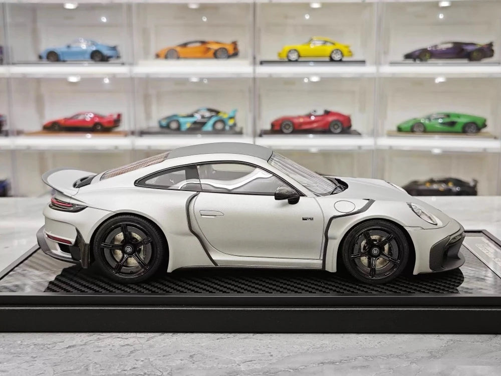 [VIP] 1:18 Porsche 2024 911 Turbo S Brabus Rocket 900R mat gris voiture miniature Resin