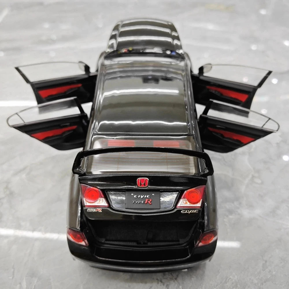 [WELL] 1:18 Honda 2007 Civic Type R FD2 Black Model Car Die-Cast