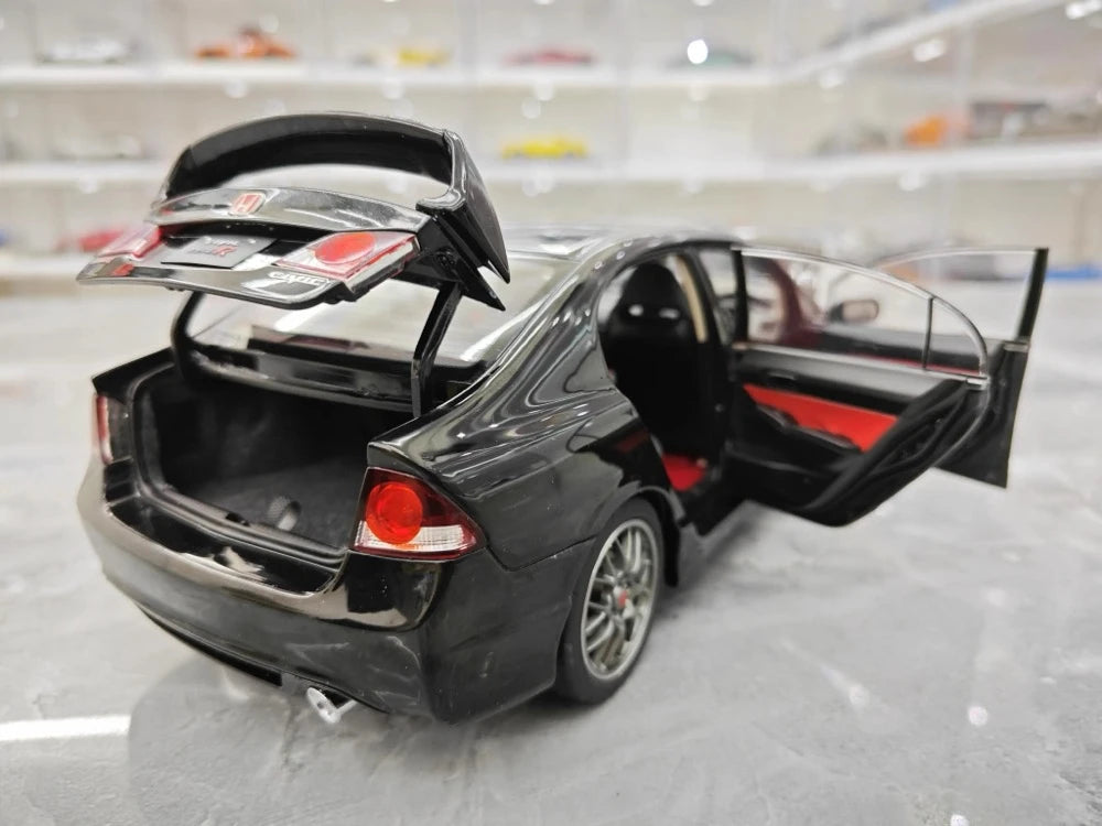 [WELL] 1:18 Honda 2007 Civic Type R FD2 Black Model Car Die-Cast