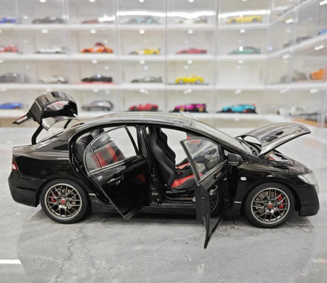 [WELL] 1:18 Honda 2007 Civic Type R FD2 Black Model Car Die-Cast