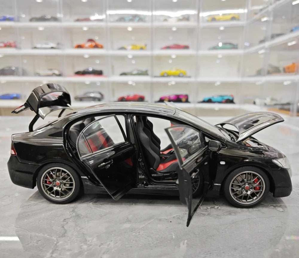 [WELL] 1:18 Honda 2007 Civic Type R FD2 Black Model Car Die-Cast