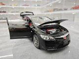 [WELL] 1:18 Honda 2007 Civic Type R FD2 Black Model Car Die-Cast