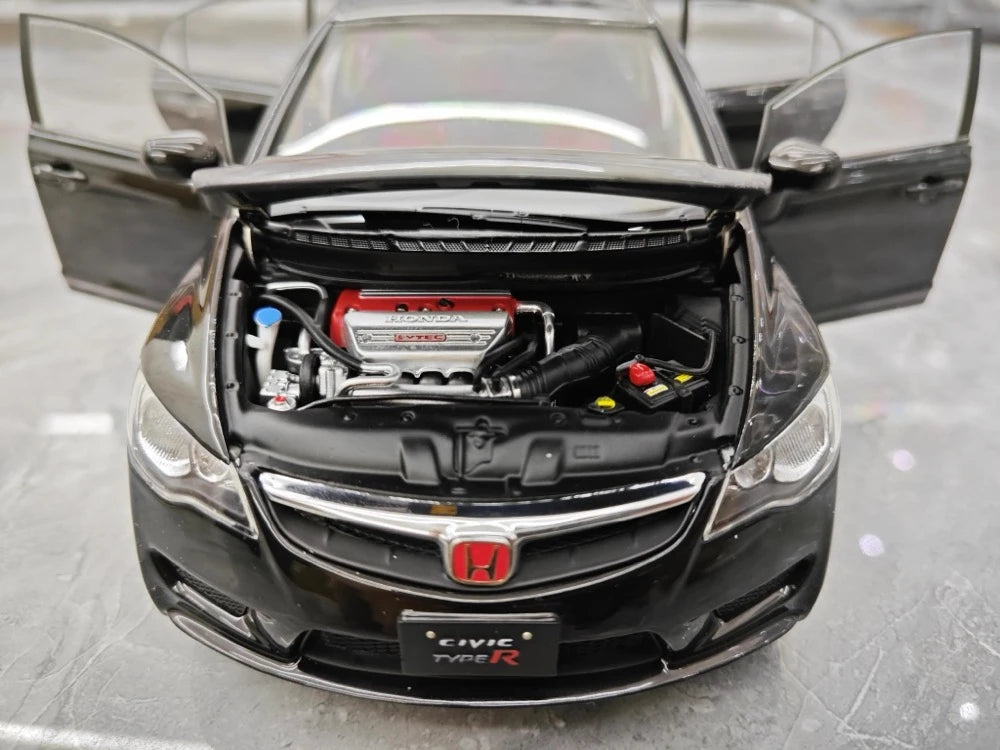 [WELL] 1:18 Honda 2007 Civic Type R FD2 Black Model Car Die-Cast