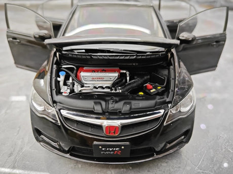 [WELL] 1:18 Honda 2007 Civic Type R FD2 Black Model Car Die-Cast