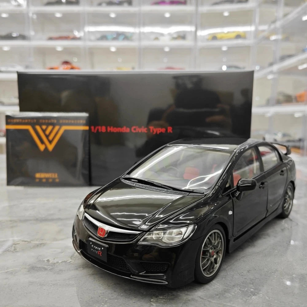 [WELL] 1:18 Honda 2007 Civic Type R FD2 Black Model Car Die-Cast