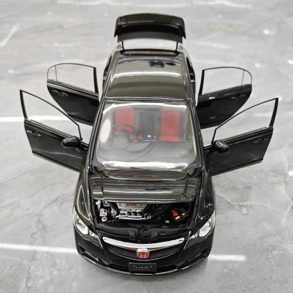 [WELL] 1:18 Honda 2007 Civic Type R FD2 Black Model Car Die-Cast