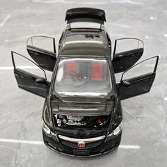 [WELL] 1:18 Honda 2007 Civic Type R FD2 Black Model Car Die-Cast
