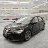 [WELL] 1:18 Honda 2007 Civic Type R FD2 Black Model Car Die-Cast