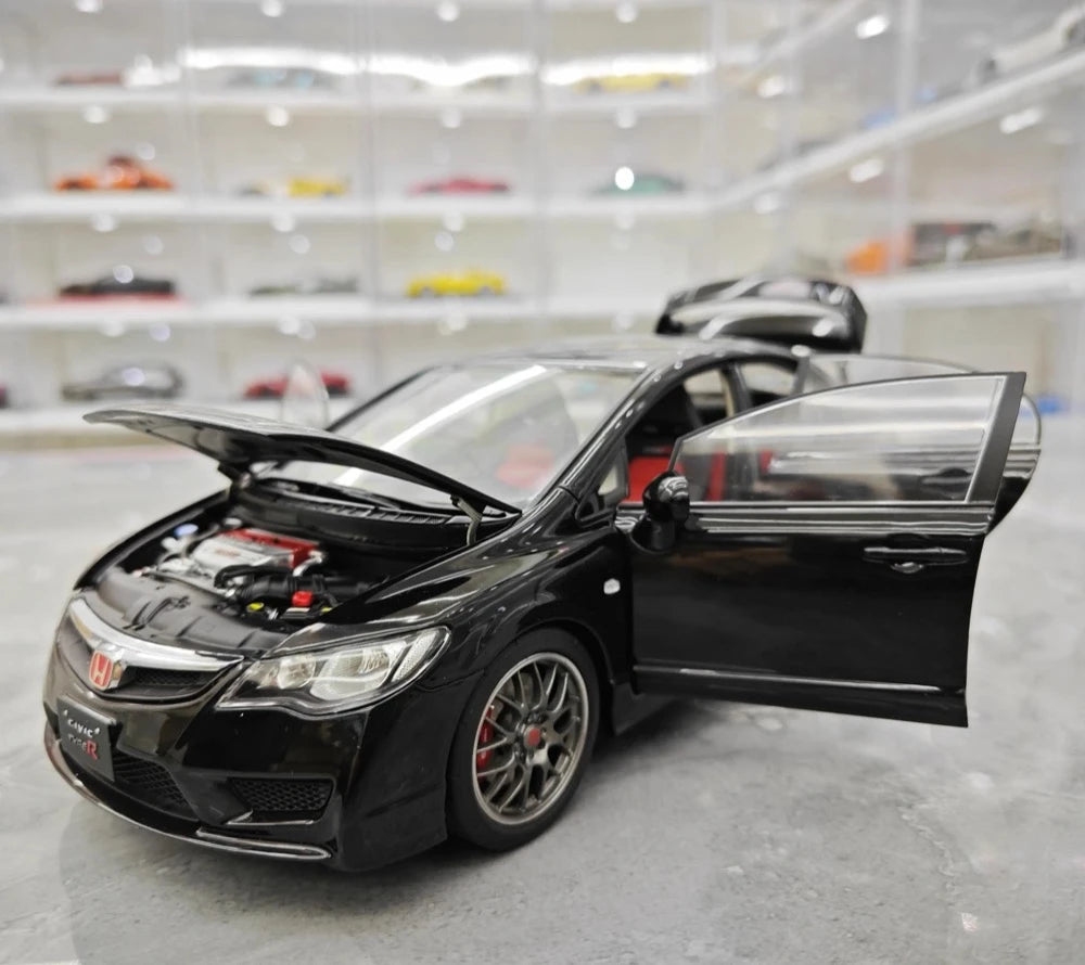 [WELL] 1:18 Honda 2007 Civic Type R FD2 Black Model Car Die-Cast