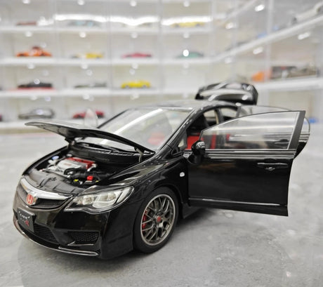 [WELL] 1:18 Honda 2007 Civic Type R FD2 Black Model Car Die-Cast