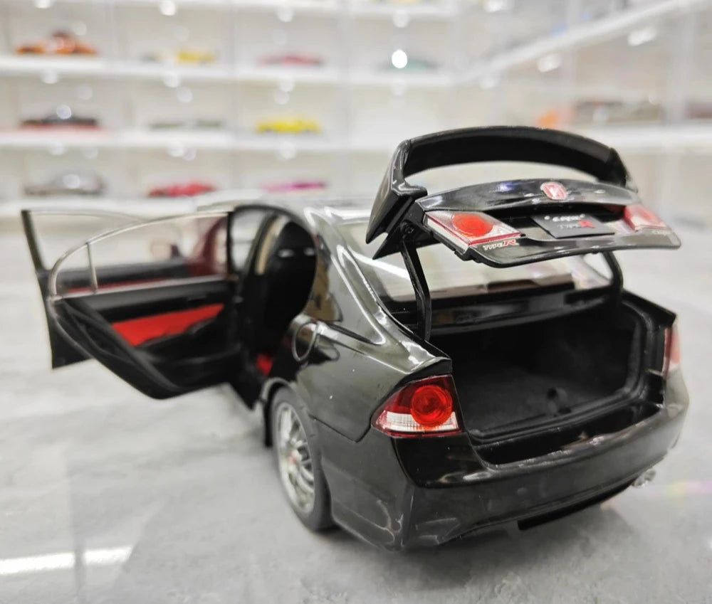 [WELL] 1:18 Honda 2007 Civic Type R FD2 Black Model Car Die-Cast